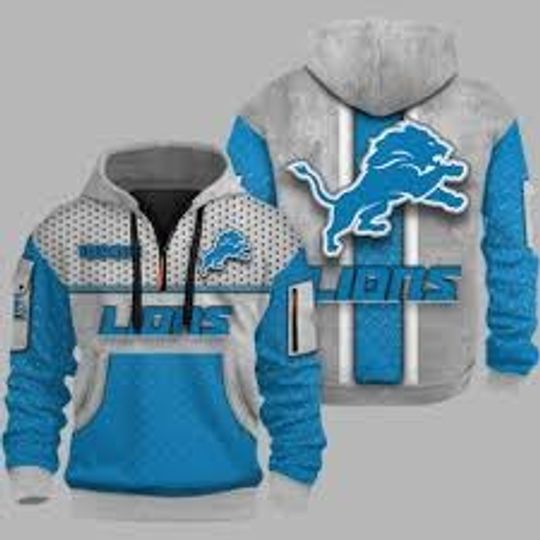 Lions Personalization 3D Half-zip Hoodie