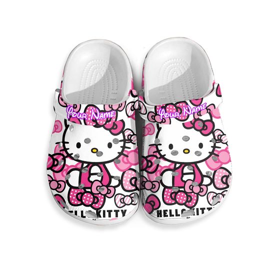 Personalized Hello Kitty Pink Clogs Shoes, Cute Hello Kitty Slippers, Funny Pink Clogs