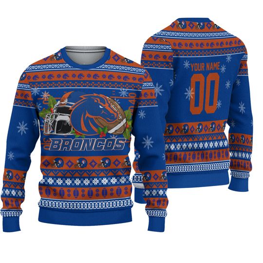 Boise State Broncos Inspired Ugly Christmas Sweater  Custom Football Fan Design