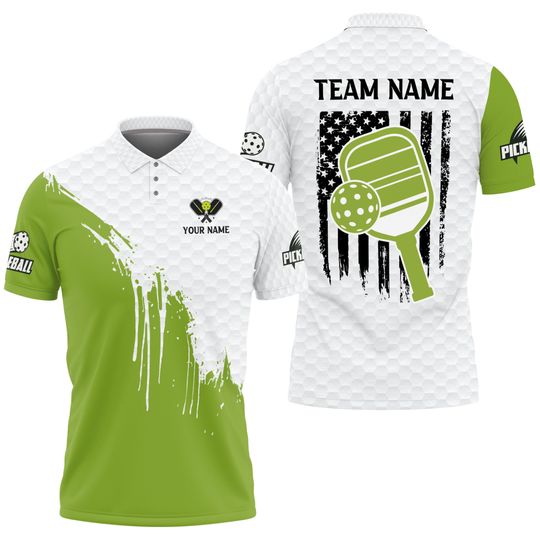 Personalized Name Team America Flag Pickleball Lover Women's Polo Shirt