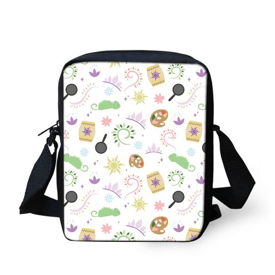 rapunzels favorite things crossbody parks bag, theme park belt bag