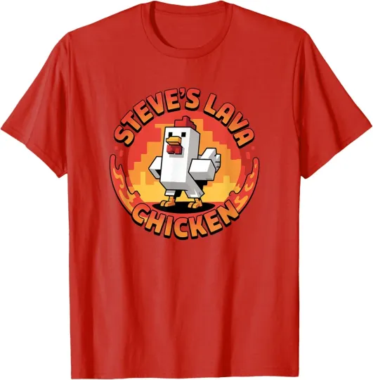 Discover Lava Chicken Miners Meme Steve Pixel Gaming Game Unisex T-Shirt
