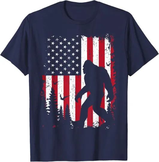 Discover Bigfoot 4th of July Party American USA Flag Patriotic T-Shirt