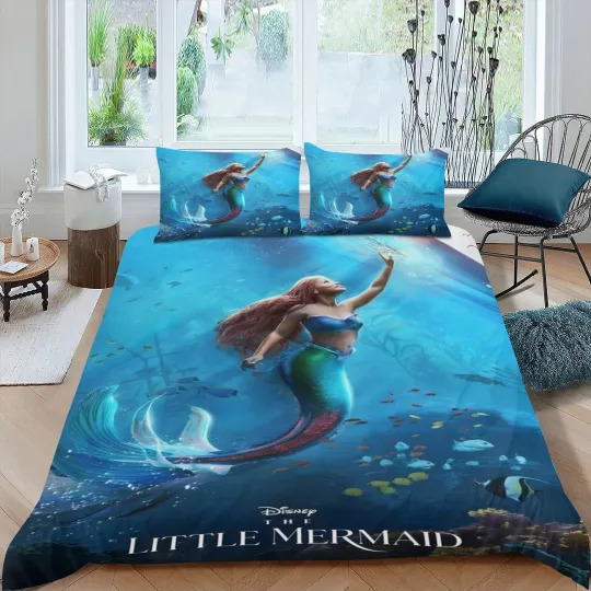 Discover Little Mermaid Bedding Set 3 Pieces All Season Duvet Cover Bed Linen
