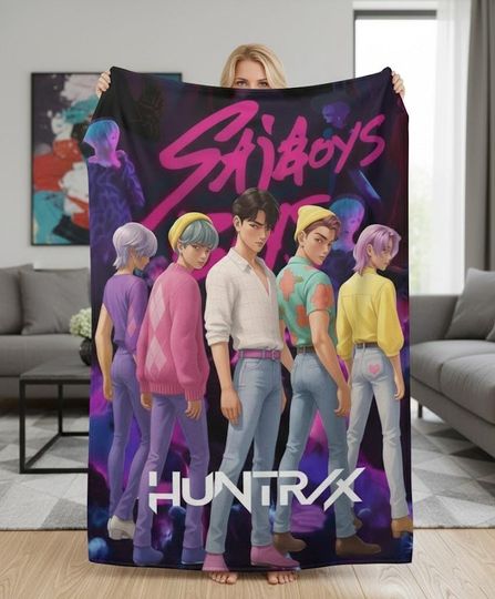 Discover Custom K-pop Demons Hunters Blanket, Personalize Saja Boys Demon Hunters Blanket, Saja Boys Fans Gift,Anime Inspired Blanket,Huntrix Blanket