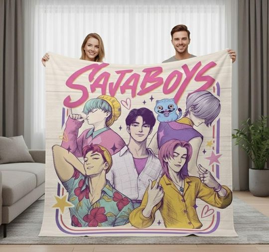 Discover Saja Boys Theme Personalized Blanket, Kpop Demon Saja Boys Blanket,Personalized Anime Blanket,Saja Boys Fan Gift,Demon Hunters Anime Blanket