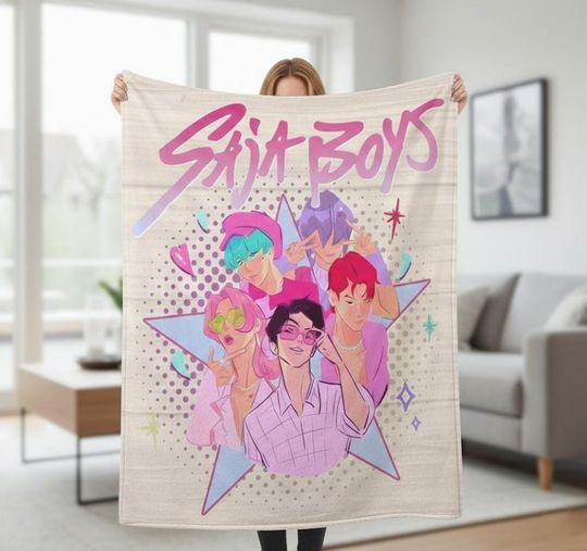 Discover Saja Boys Blanket, Custom Kpop Demon Huntrix Blanket, Kpop Fun Gift, Cozy K-Pop Demon Hunters Huntrix Blanket, Huntrix Blanket, Huntrix Fans