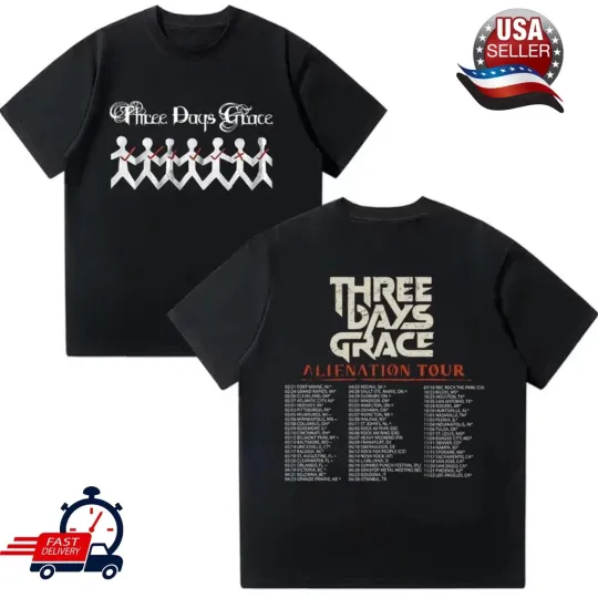 Discover Three Days Grace Alienation Tour 2026 North America Cities Dates T-Shirt