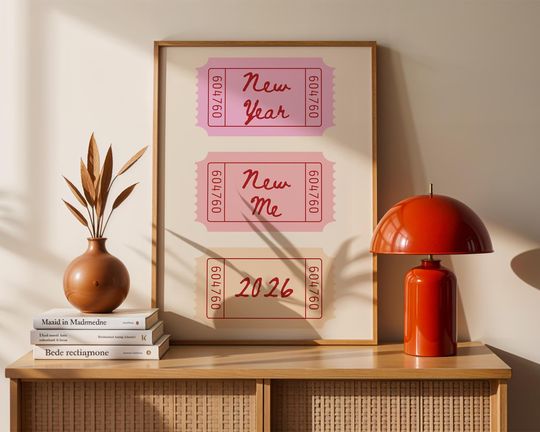 Discover 2026 New Year New Me Poster | Vintage Ticket Wall Art | Aesthetic Resolution Print | Motivational New Year Gift | Physical Printed Poster