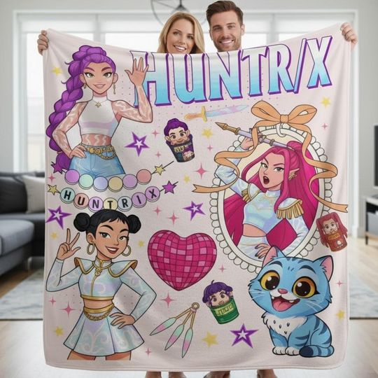 Discover Custom Name K-Pop Demon Hunters Huntrix Blanket, Kpop Demon Hunters Custom Blanket, Kpop Fun Gift, Anime Inspired, Huntrix Inspired Blanket