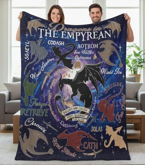 Personalized Basgiath War College Bookish Blanket, Empyrean Series Gift for Rebecca Yarros Fans, Personalized Fourth Wing Fleece Blanket