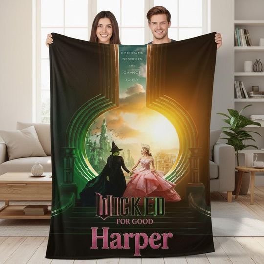 Elphaba And Glinda Blanket, Wicked Change For Good Blanket, Wicked Shiz University Blanket, Wicked For Good Merch Gifts, Defying Gravity Art