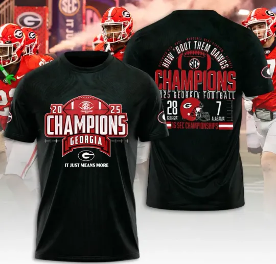 Discover Georgiaa Bulldog1 Football 2025 3D T-Shirt