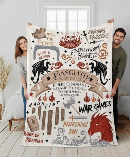 Personalized Fourth Wing Blanket, Basgiath War College Dragon Fantasy Bookish Blanket, Riders Quadrant Blanket, Dragon Rider Blanket