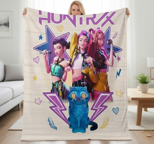 Discover Custom Demon Hunters Blanket, Personalized K-pop Fun Gift, Korean Pop Music Idol Inspired Blanket,Anime Girls Throw Blanket,Birthday Gifts