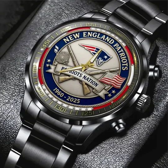 Discover Patriots 65th Anniversary 2025 Black Stainless Steel Calendar Band Watch