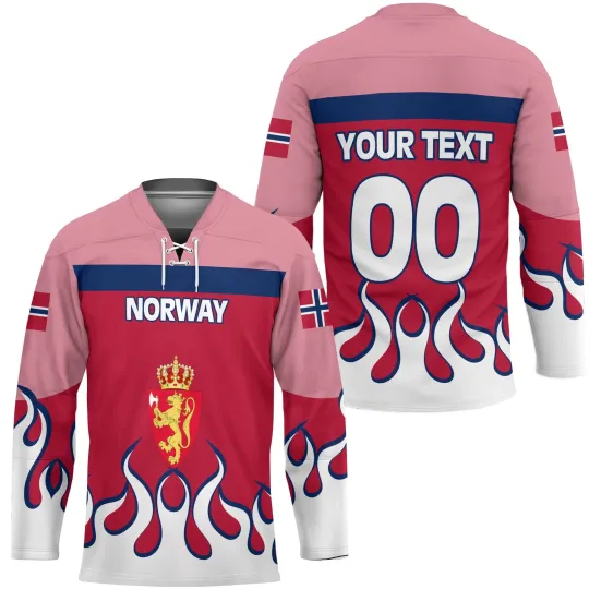 Discover Norway Hockey Jersey Flag Coat Of Arms Fire Hockey Style