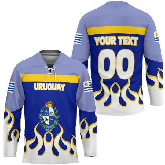 Discover Uruguay Hockey Jersey Flag Coat Of Arms Fire Hockey Style