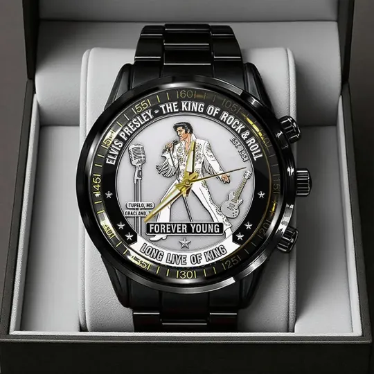 Discover Elvis Presley Black Stainless Steel Calendar Watch 9116