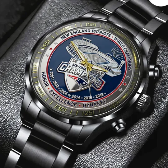 Discover Patriots 65th Anniversary 2025 Black Stainless Steel Calendar Watch