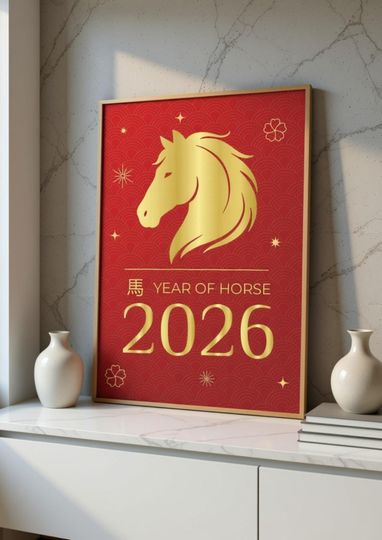 Year of the Horse Poster Chinese Lunar New Year 2026 Vertical Poster