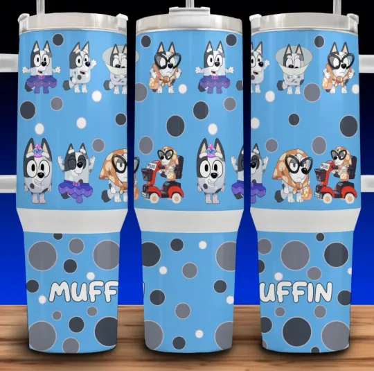 40oz Muffin from BlueyDad Cartoon Dog Cup Mug Tumbler