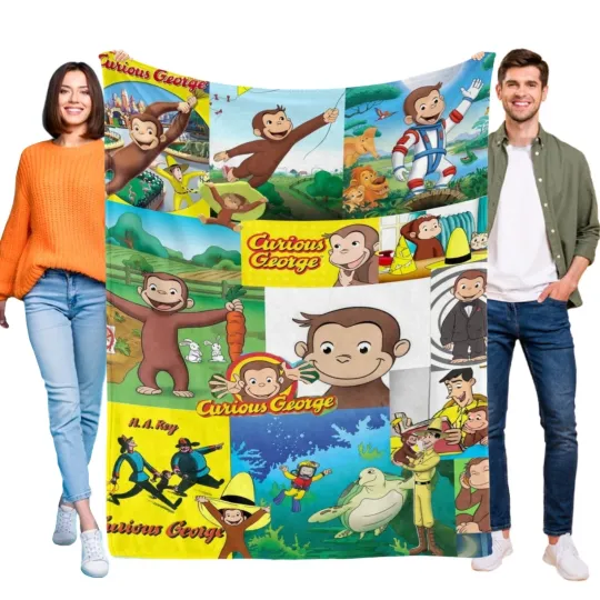 Discover Curious George Blanket Throw Soft Flannel Blanket Birthday Gift for Kids