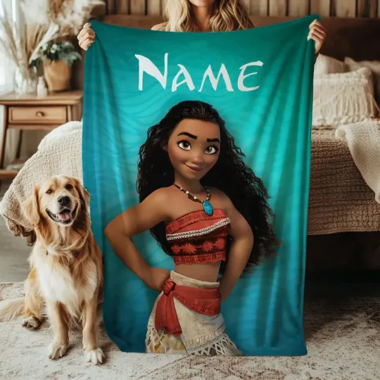 Discover Disney Moana Movie Blanket, Close Up Moana Gift Custom Fleece Blanket