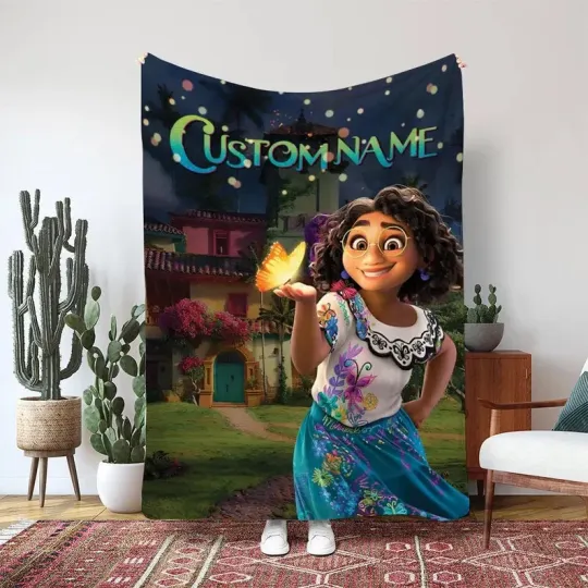 Discover Encanto Mirabel Blanket, Disney Mirabel Magical Butterfly Custom Fleece Blanket