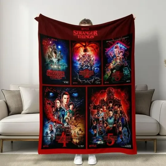 Stranger Things Season Theme Blanket, Soft Warm Throw for Sofa and Bed, Home Decor