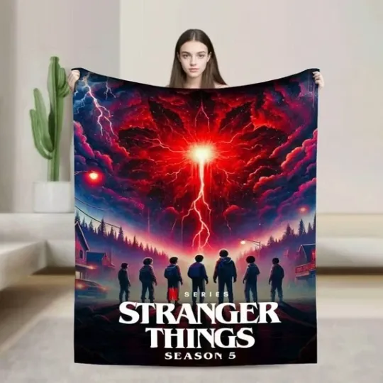 Stranger Things Season 5 Black Throw Blanket