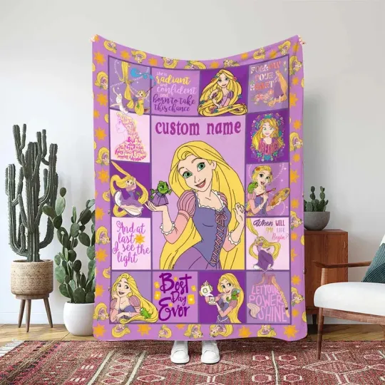 Discover Disney Princess Rapunzel Blanket, Tangled Fairytale Custom Fleece Blanket