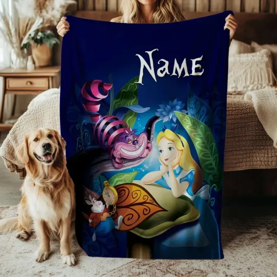 Discover Disney Alice In Wonderland Alice Blanket, White Rabbit Mad Custom Fleece Blanket