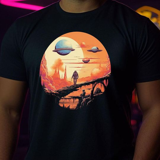 Discover Retro Sci-Fi T-Shirt | Alien Planet T-Shirt | Vintage Retro T-Shirt | Organic Cotton T-Shirt Unisex | Gift for Science Fiction Fans