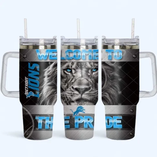 Discover Handmade 40oz Stainless Steel Tumbler Detroit Lions Football~Gift