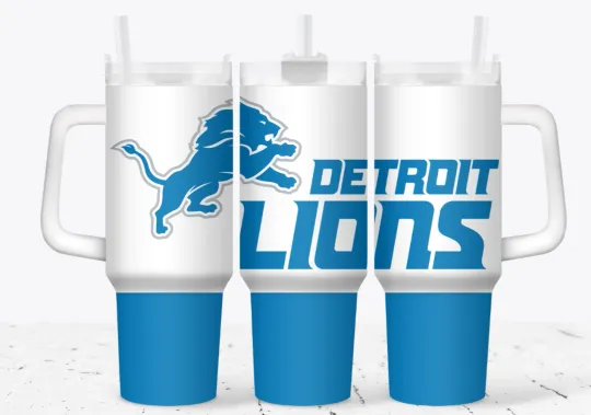 Handmade 40oz Stainless Steel Tumbler Detroit Lions Football football-Super Bowl Gift