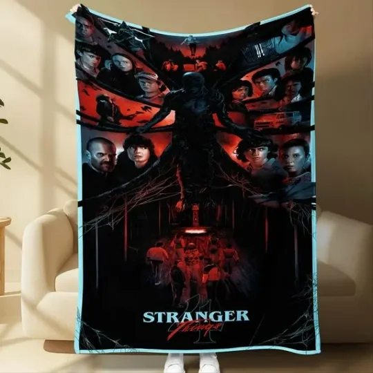 Red Stranger Things Throw Blanket for Sofa, Bed, Travel