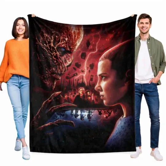 Stranger Things Throw Blanket - Black Cozy Gift