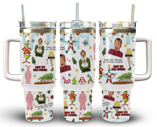 40oz Stainless Steel Tumbler Home Alone Christmas Gift