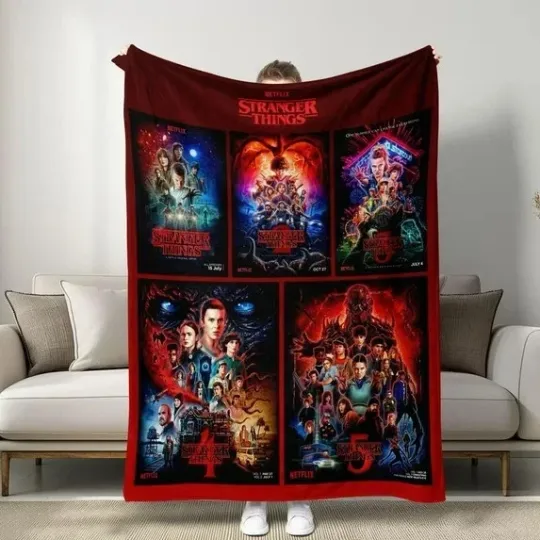 Stranger Things Season Theme Blanket Soft Warm Throw Sofa Bed Home Decor Holiday
