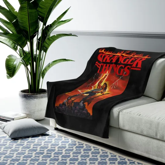 Ed Munson Stranger Things Throw Blanket with Hellfire Club Design