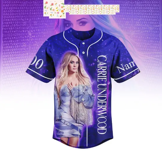 Discover Carrie Underwood Denim Rhinestone Personalized Baseball Jersey