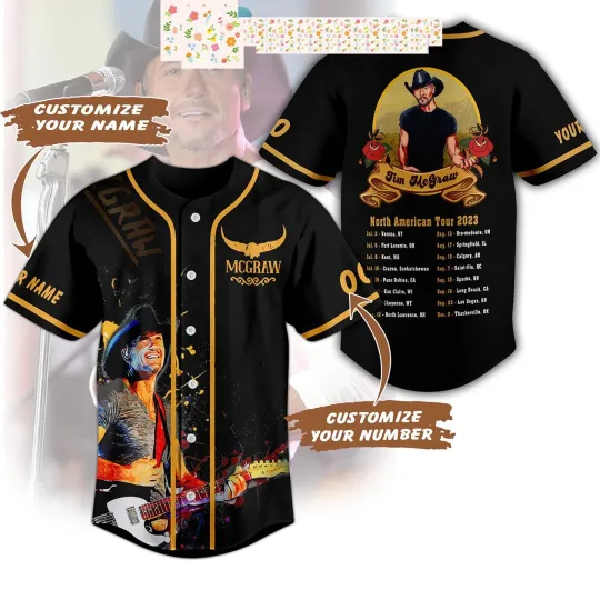 Discover Tim McGraw North American Tour 2023 Personalized Baseball Jersey