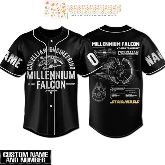 Star Wars Millennium Falcon Personalized Baseball Jersey
