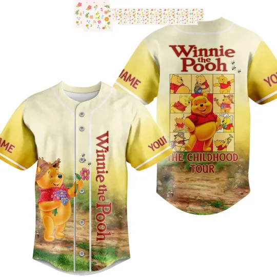 Discover Winnie The Pooh Personalized Baseball Jersey for Kids