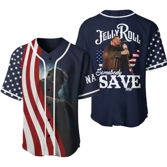 Discover Personalized Somebody Save Me Jelly Roll American Baseball Jersey, Gift For Fan