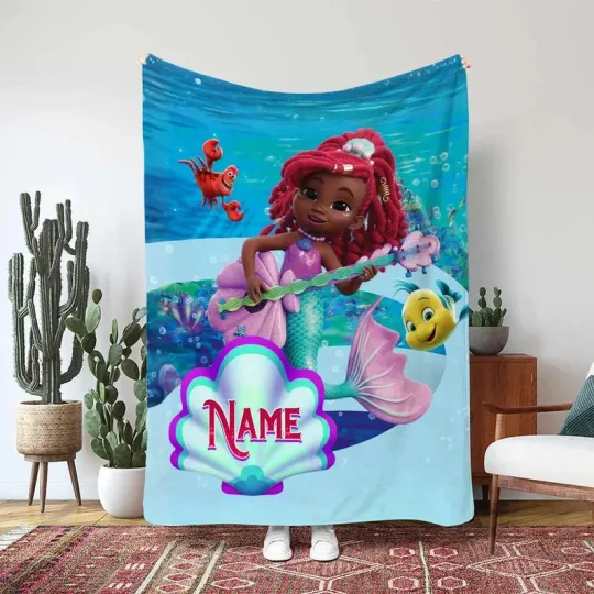 Discover Disney Ariel Mermaid Blanket, Disney Jr.s Ariel And Friends Decor Fleece Blanket
