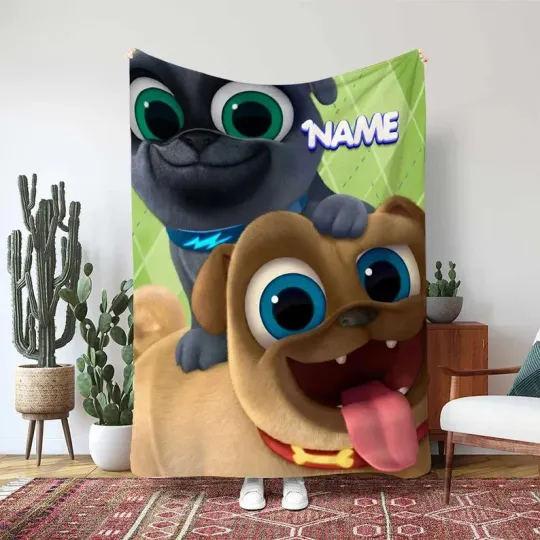 Discover Disney Puppy Pals Blanket, Bingo Rolly Keia Characters Decor Fleece Blanket