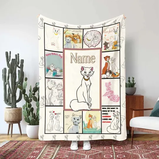 Duchess The Aristocats Blanket, Elegant Mother Cat Gift Fleece Blanket