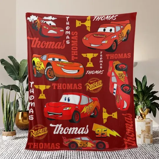 Discover Custom Name Lightning McQueen Baby Blanket, Baby Shower Gifts Fleece Blanket
